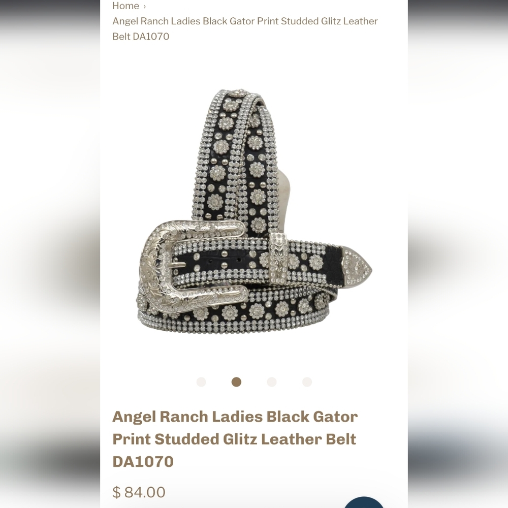 Angel Ranch Black Studded Leather Belt